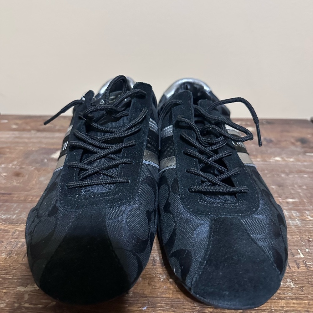 COACH Jayme Signature Sneakers Shoes Womens Black Suede Size 10M - Picture 3 of 7